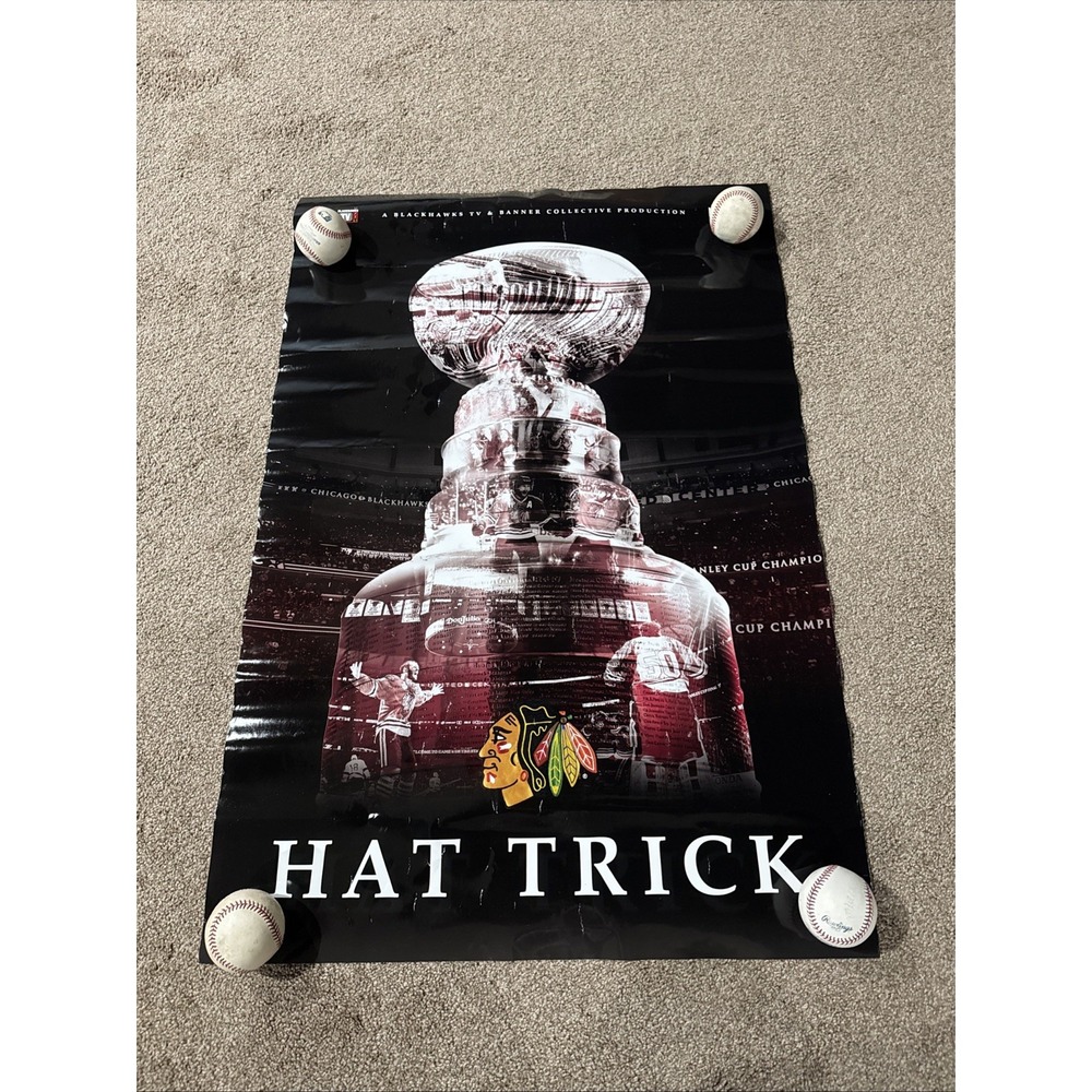 Chicago Blackhawks Hat Trick Poster 2015 Dynasty Stanley Cup Champions NHL